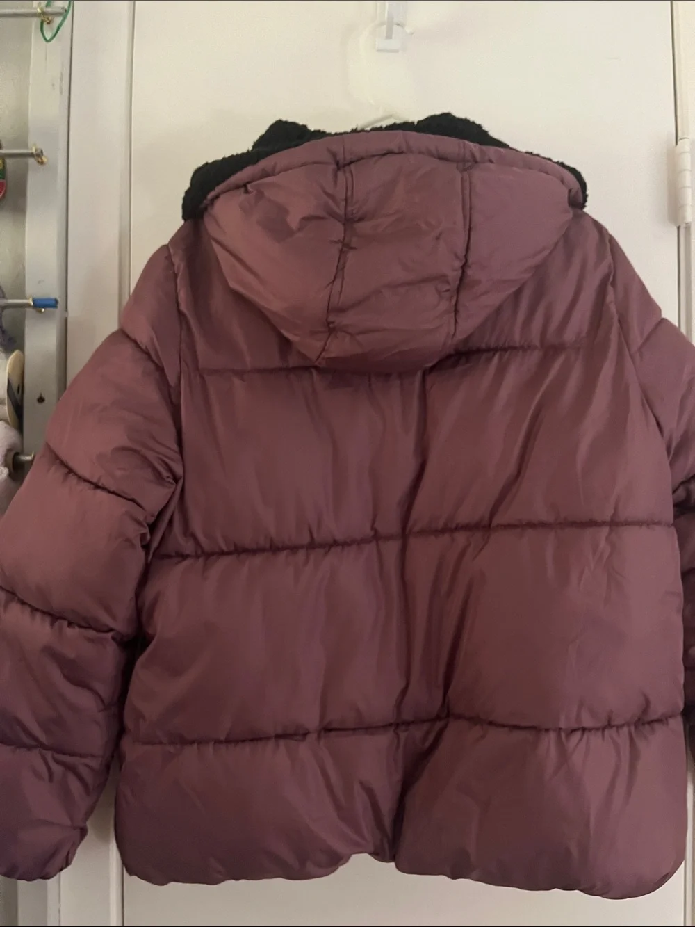 Reebok Girl’s Mauve Puffer Jacket with Black Sherpa Hood